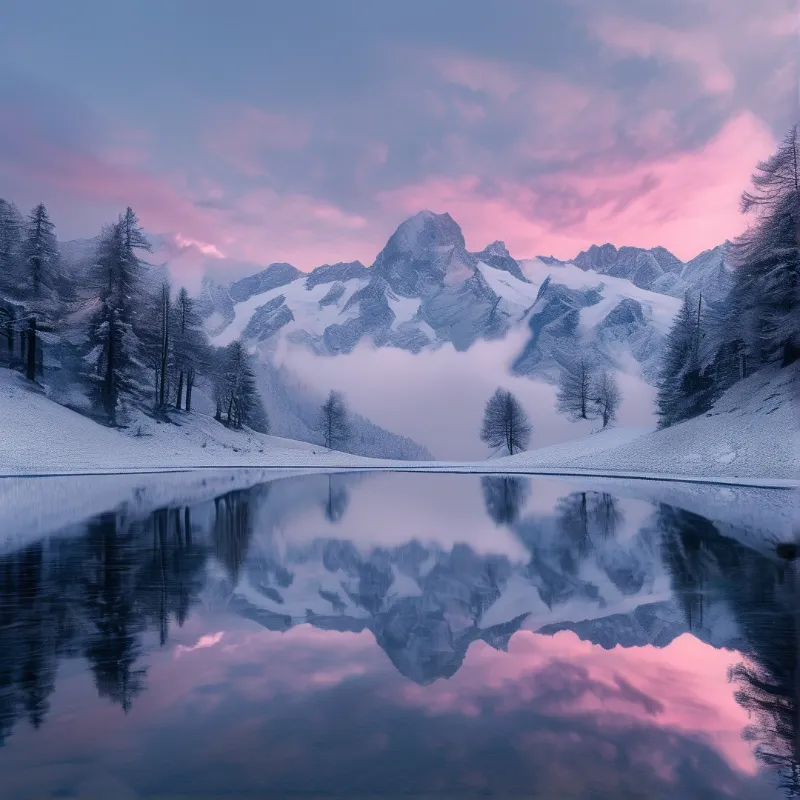 Winter Mountain Reflection