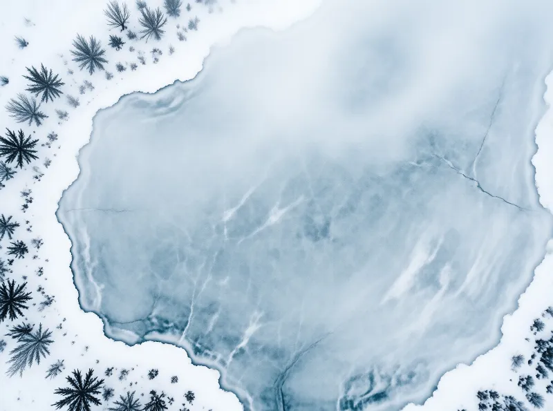 Frozen Lake Aerial View