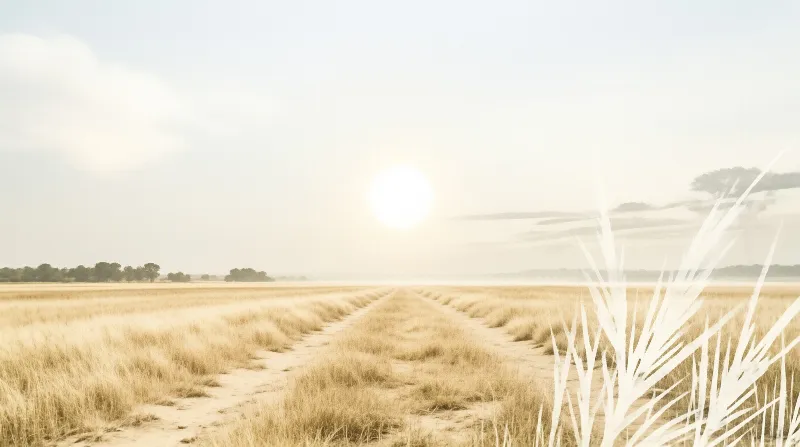 Wheat Field Pathway Framed By White Leaves