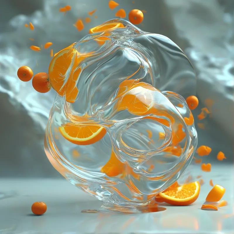 Surreal Orange Fluid Art