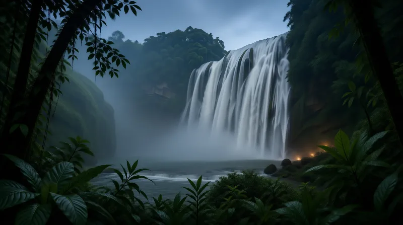 Misty Jungle Waterfall