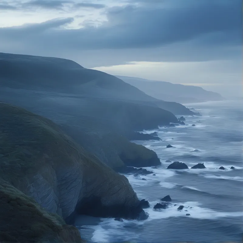 Misty Coastal Cliffs
