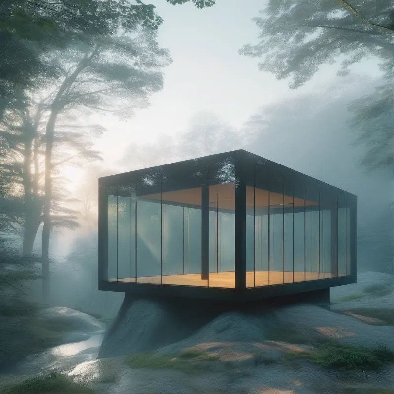 Foggy Forest Cube Glass House