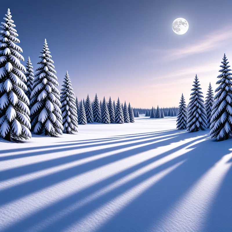Serene Moonlit Winter Forest