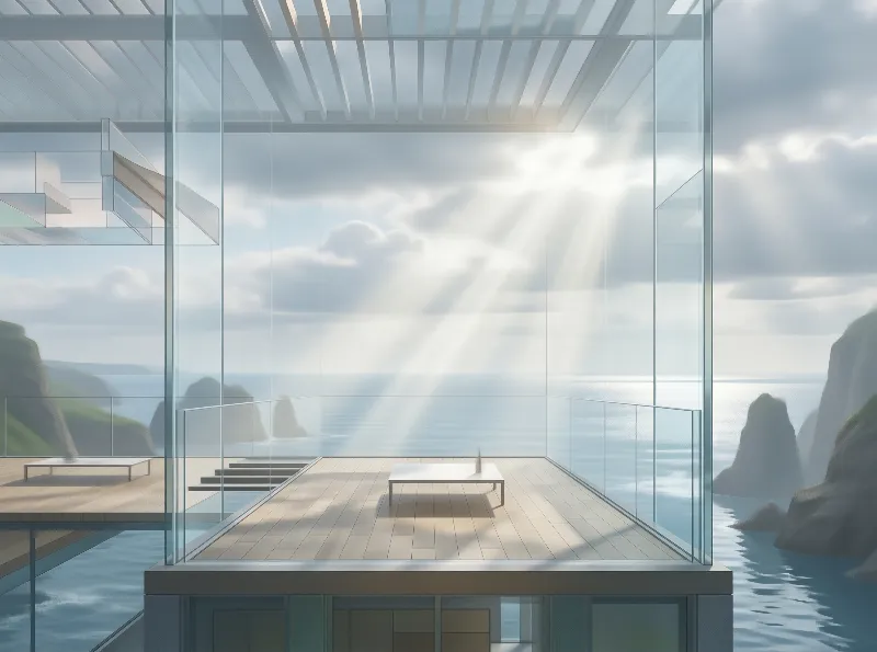 Modern Glass House by the Sea