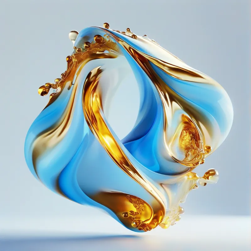 Abstract Blue Gold Fluid