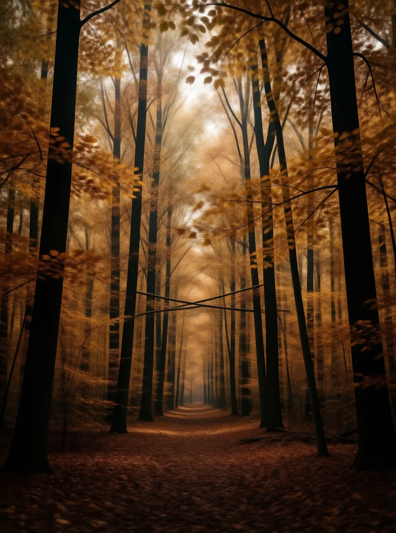 Misty Autumn Forest Path