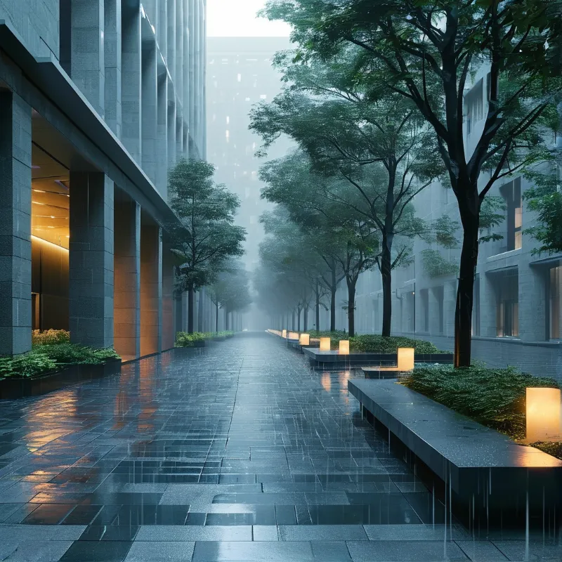 Misty Urban Alleyway