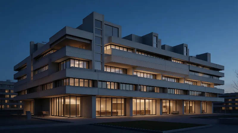 Contemporary Building at Dusk