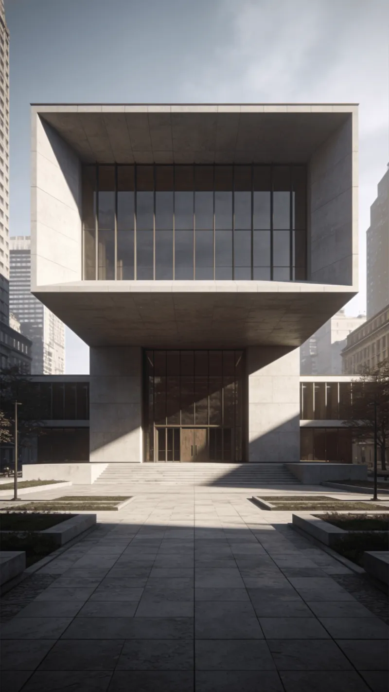 Cultural Center with Floating Cantilever — Urban Plaza