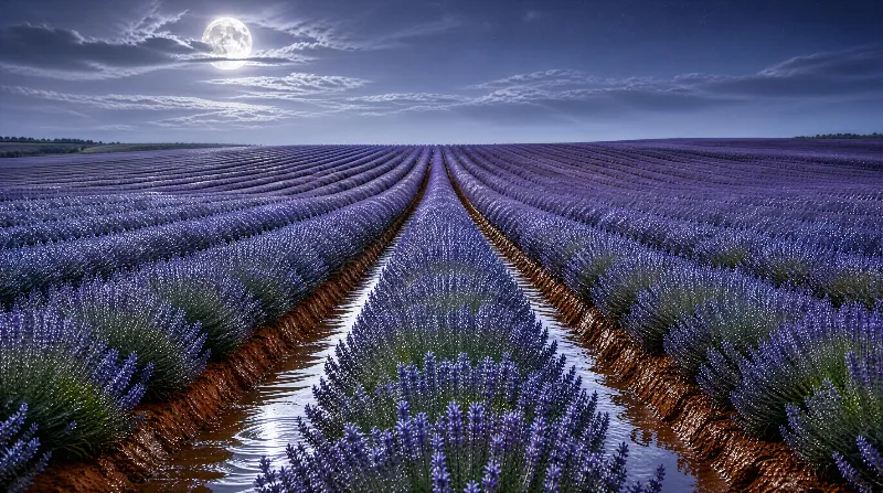 Lavender Field at Night