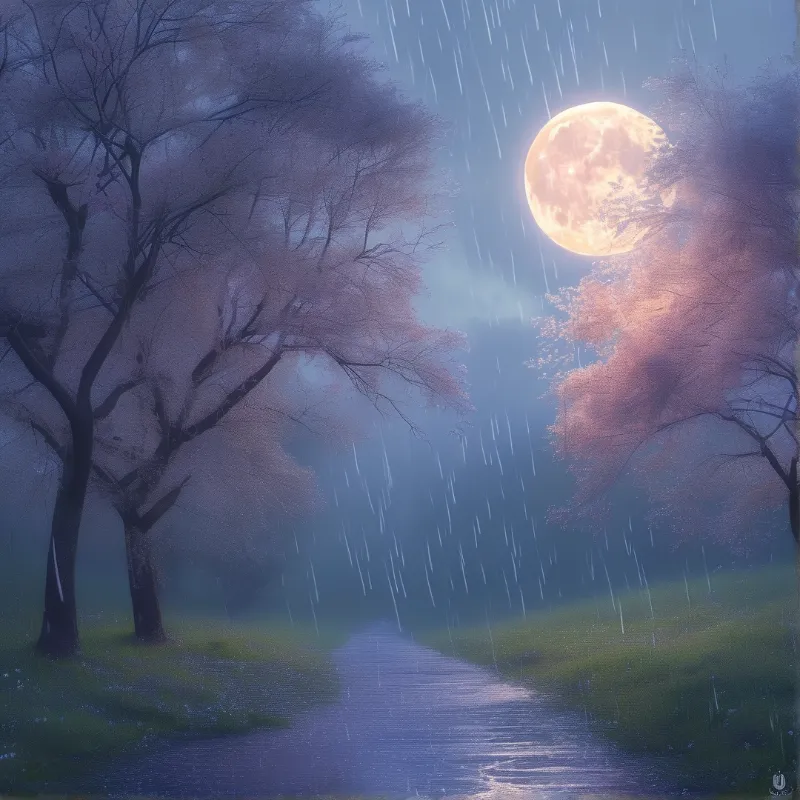 Moonlit Rainy Path