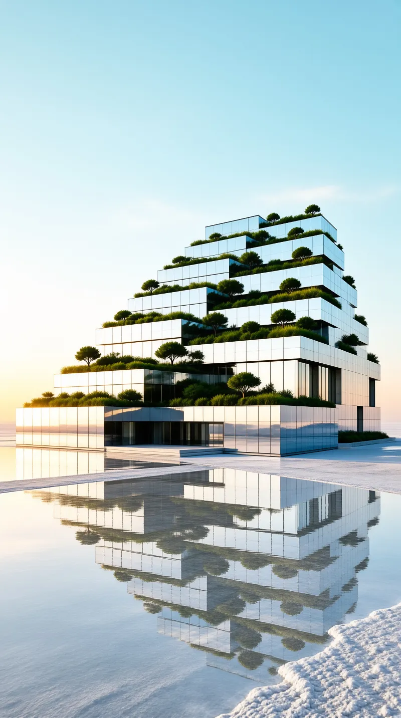 Modern Terraced Green Tower