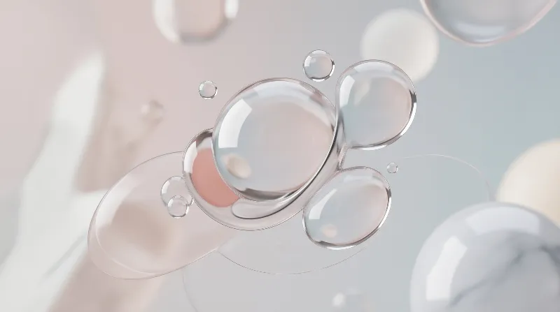 Transparent Bubbles on Soft Gradient Background