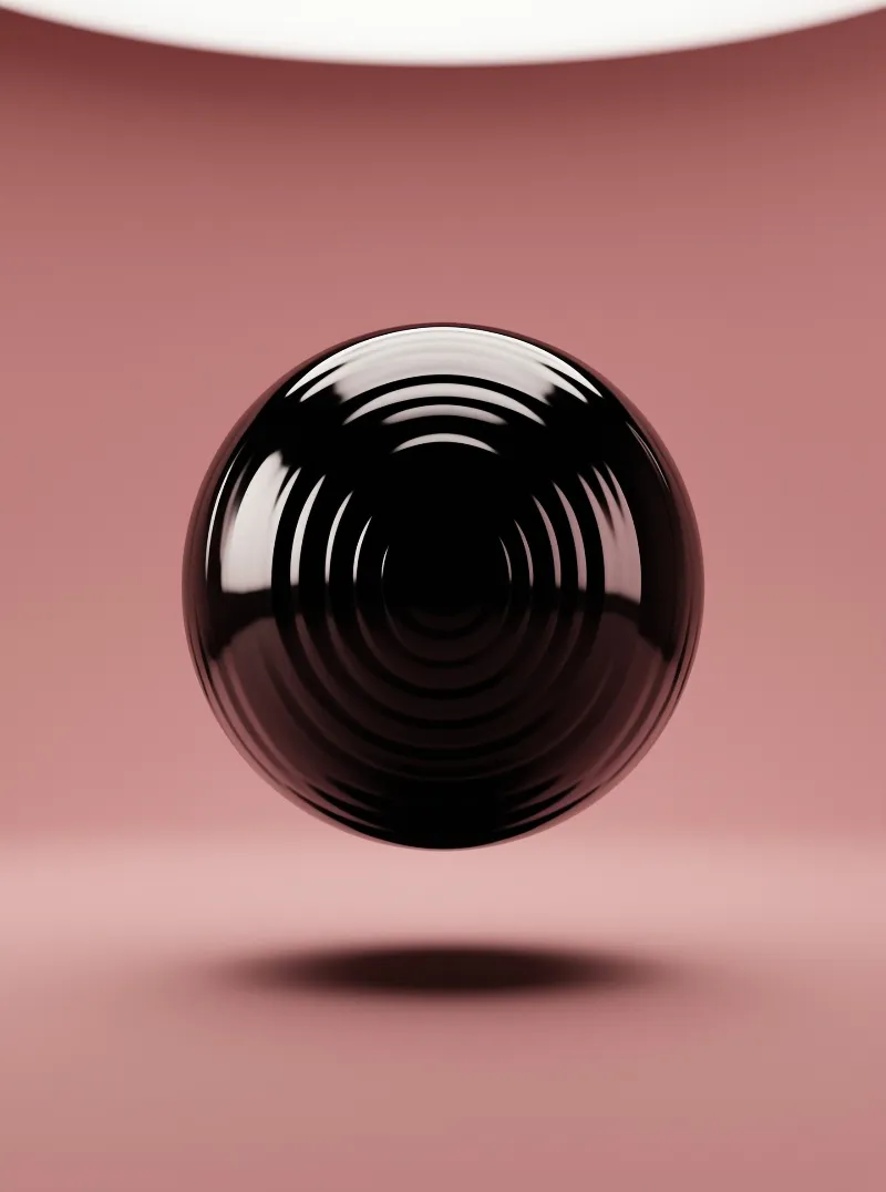 Glossy Black Sphere on Pink