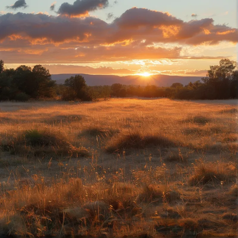 Golden Sunset Over Field