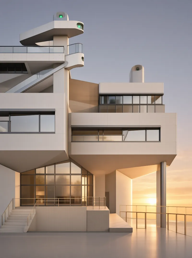 Modern Architectural Structure at Sunset