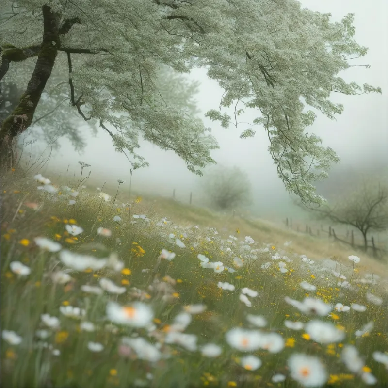Misty Meadow Landscape