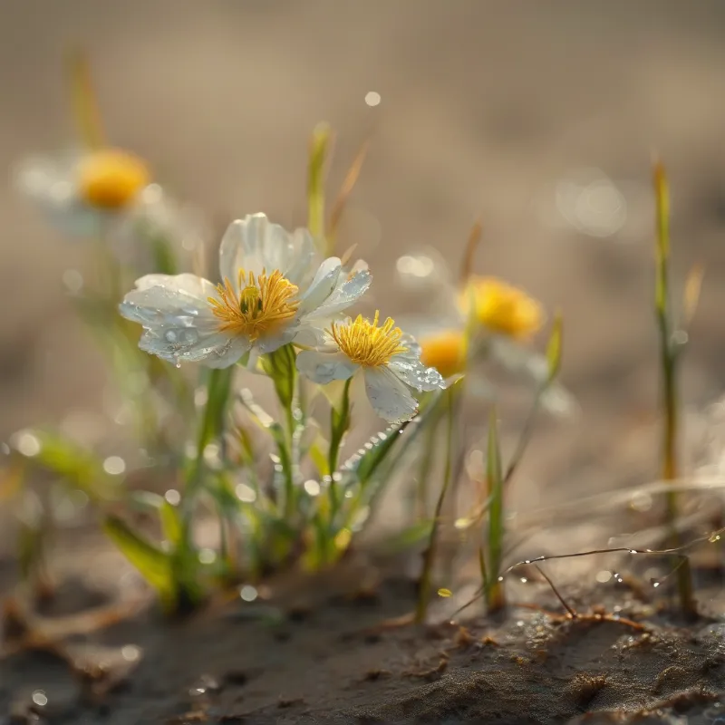 Dewy White Wildflowers