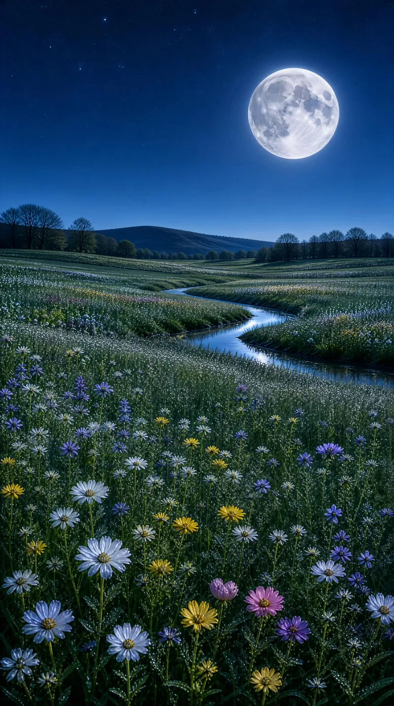 Moonlit Flower Meadow