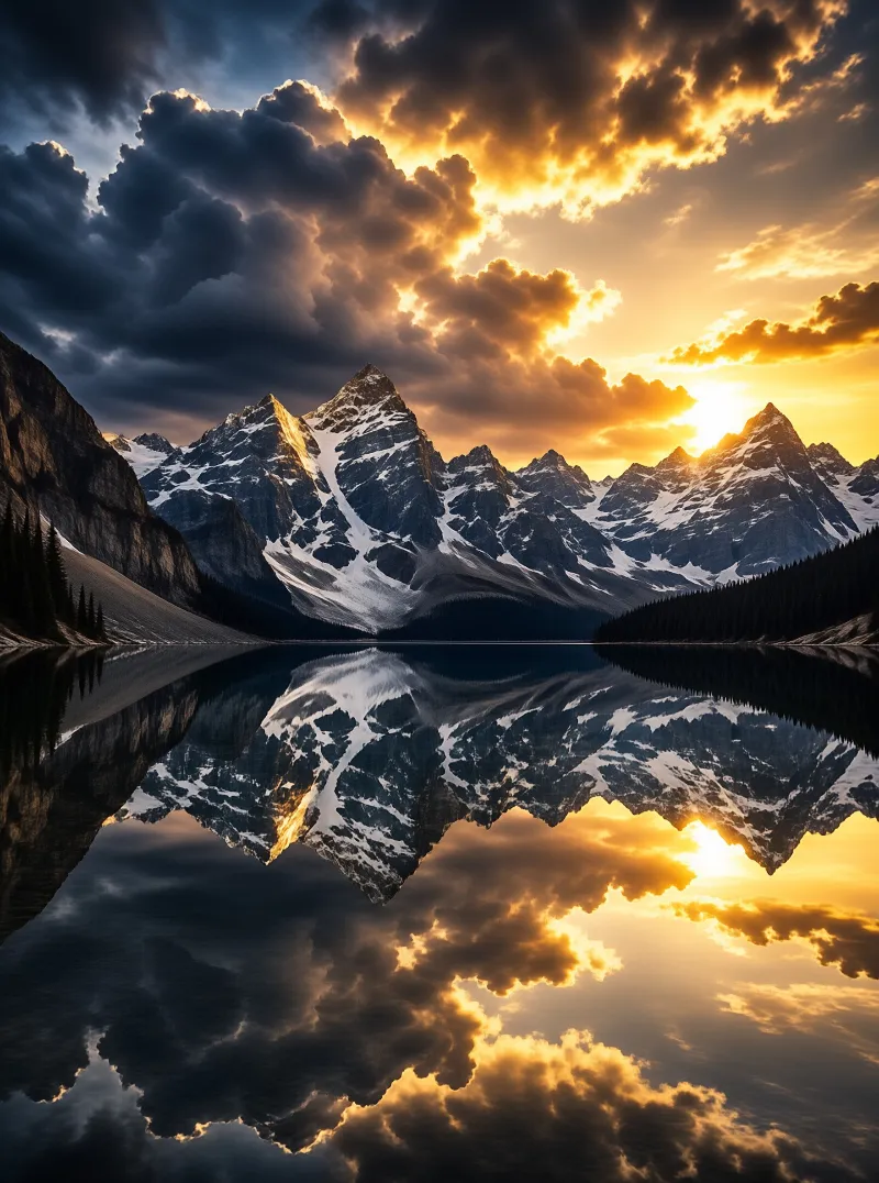 Mountain Sunset Reflection