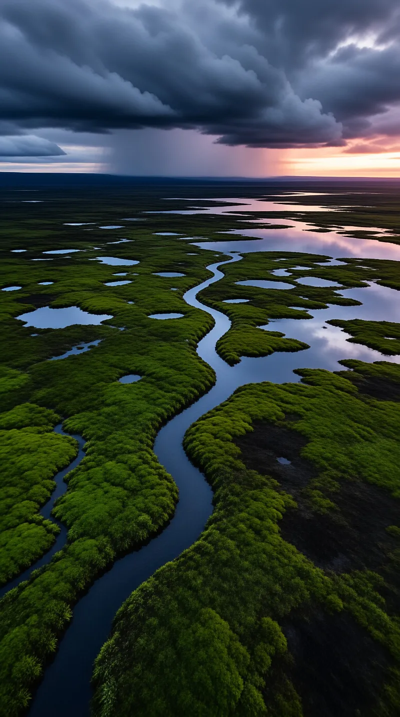 Winding River in Wetland