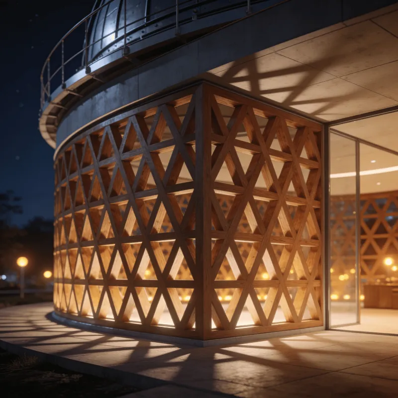 Observatory with Wooden Lattice — Night With Warm Lights