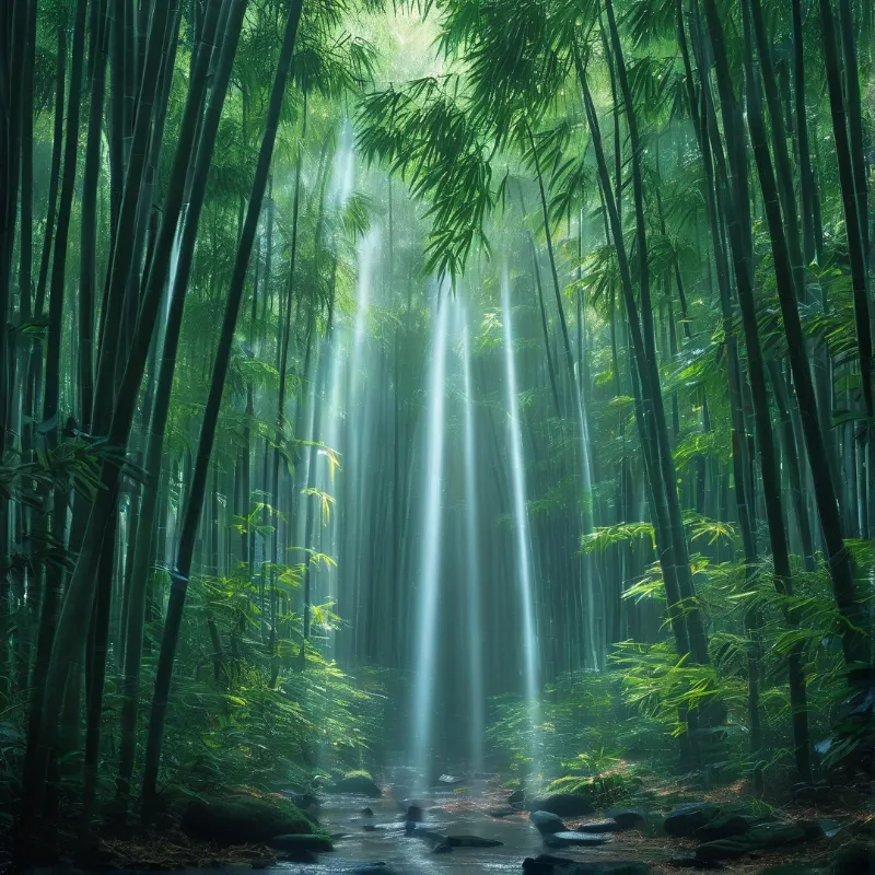 Sunlit Bamboo Forest