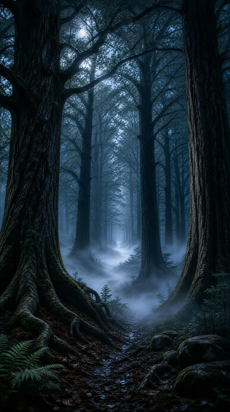 Moonlit Misty Forest