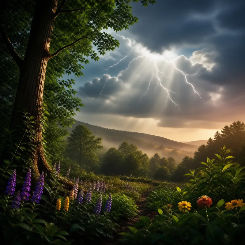 Lightning Over Misty Hills
