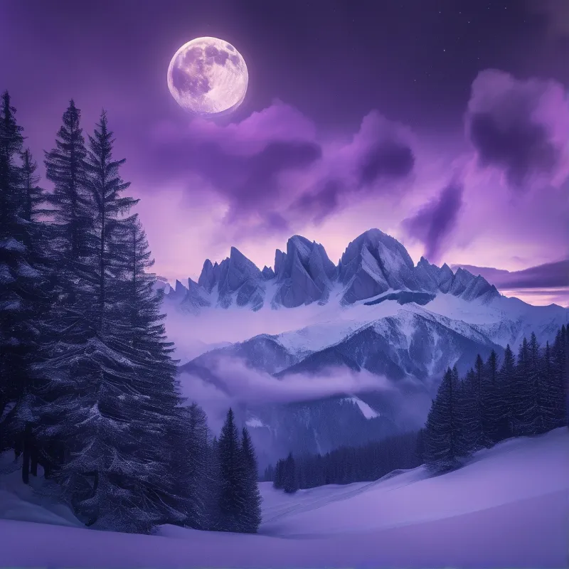 Moonlit Snowy Mountains