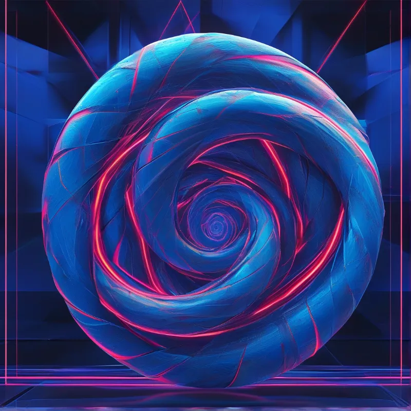 Neon Blue Spiral Sphere