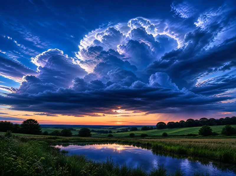 Dramatic Sunset Over Countryside