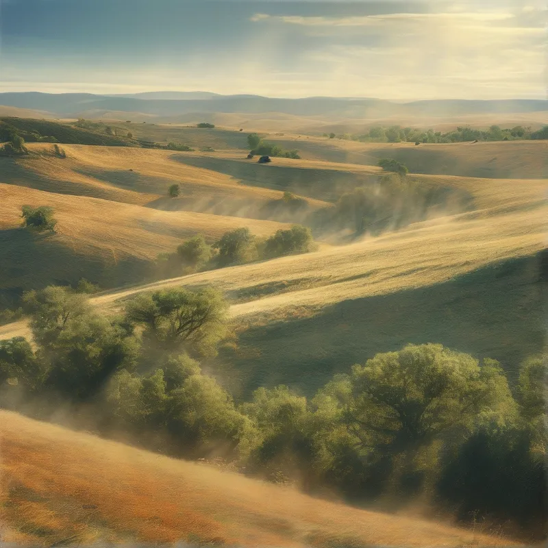 Golden Rolling Hills at Dawn