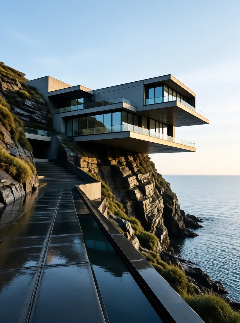 Cantilevered Villa in Coastal Cliffs