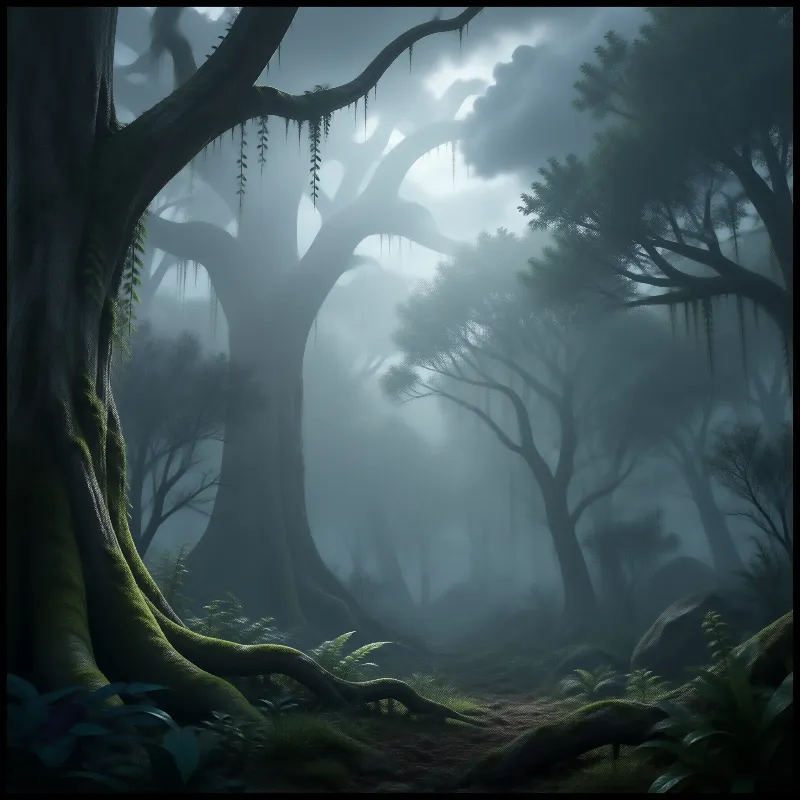 Misty Forest Scene