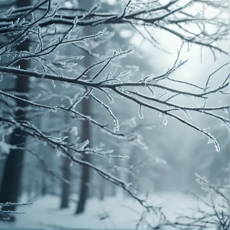 Frosty Tree Branches in Winter
