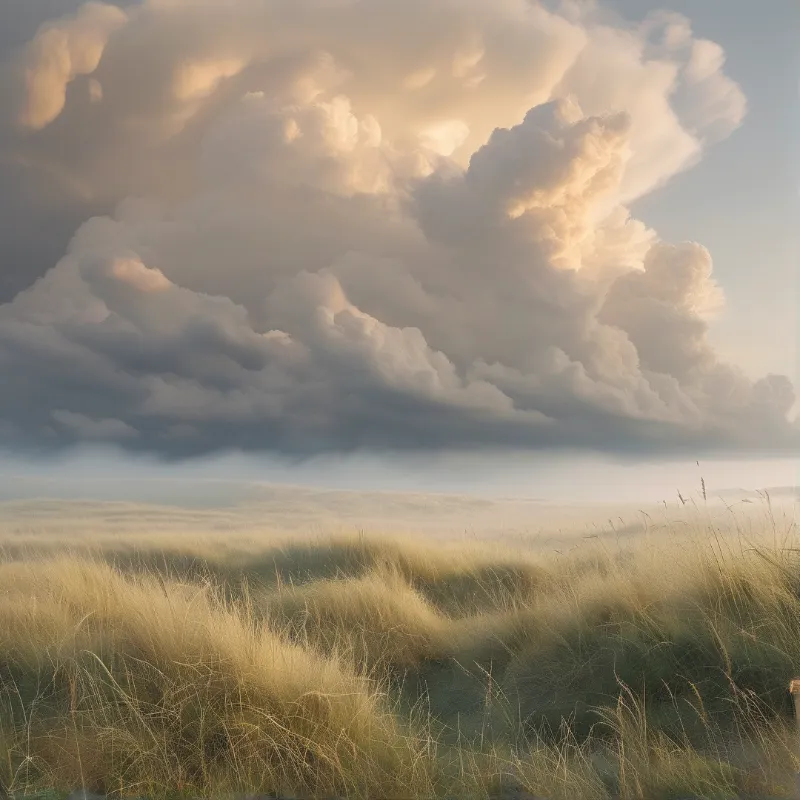 Majestic Sky and Misty Meadow