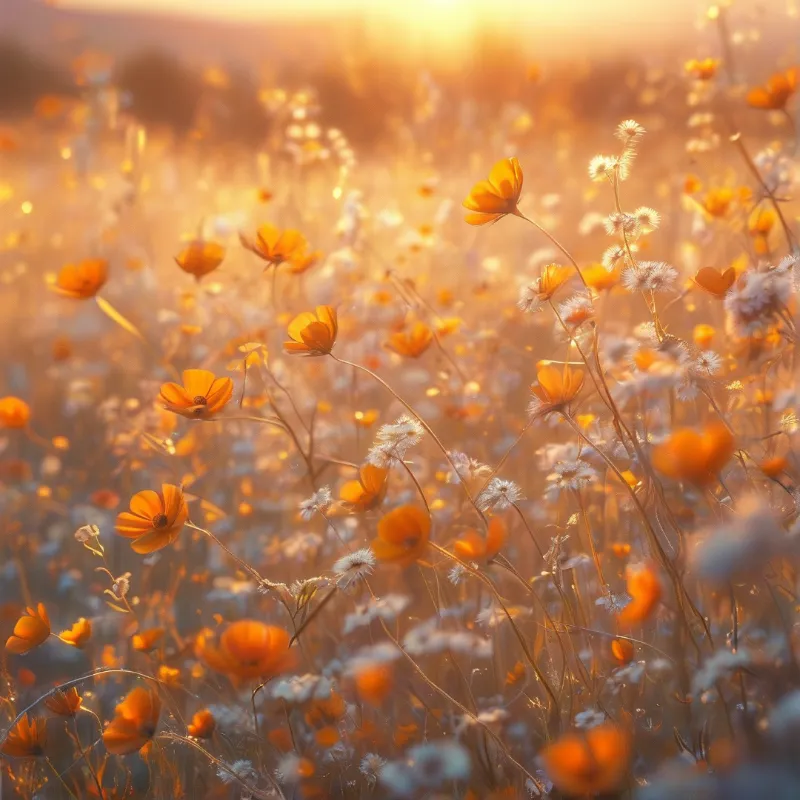 Golden Sunset Wildflower Field