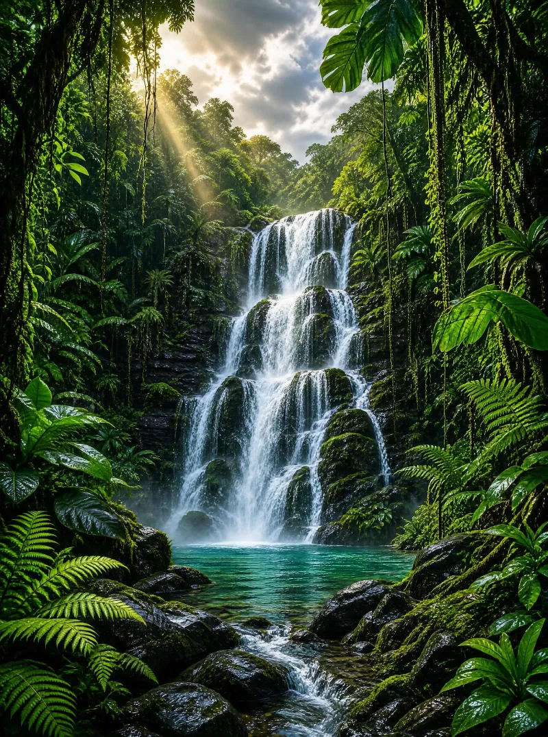 Tropical Rainforest Waterfall