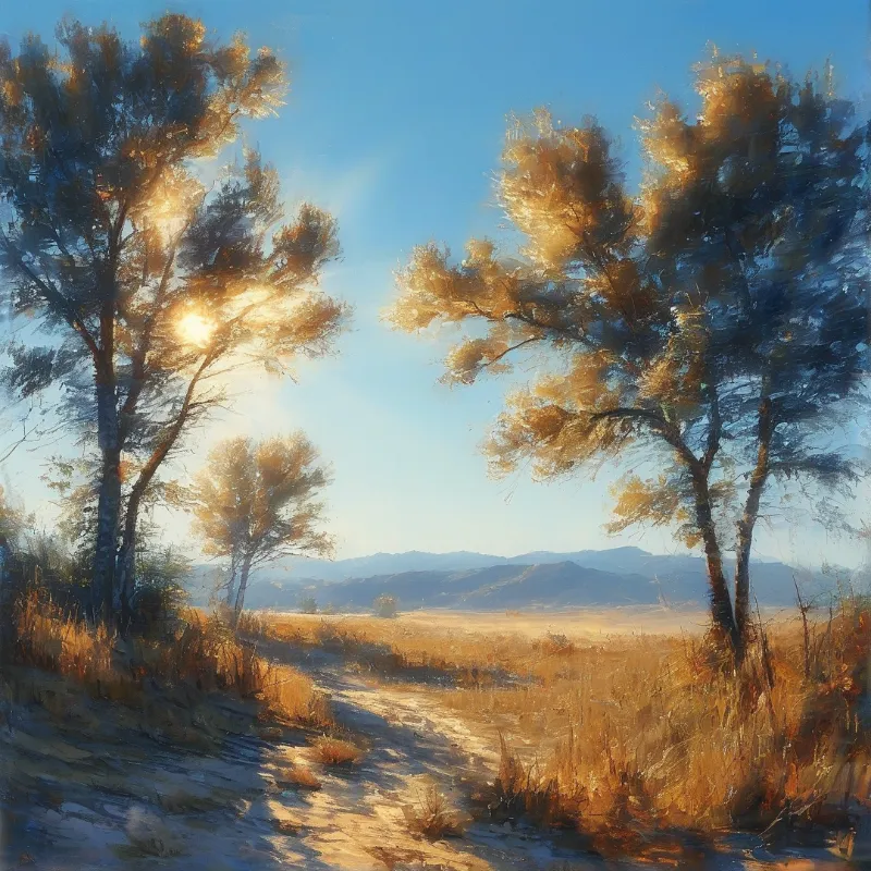 Sunlit Path Through Trees