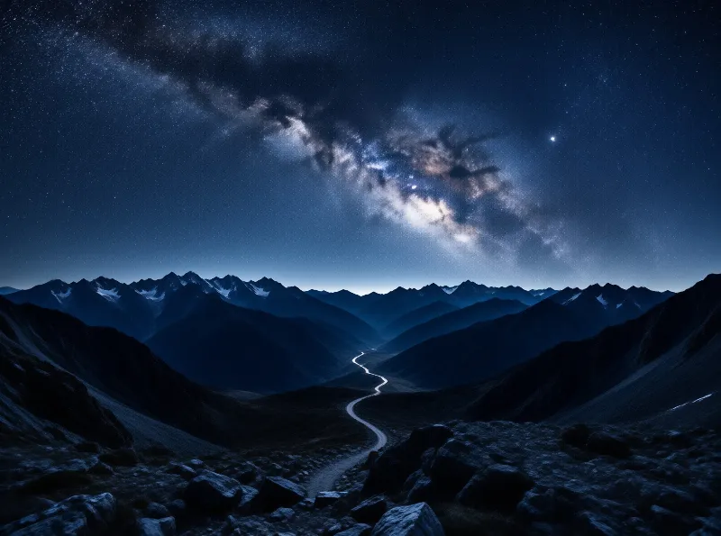 Milky Way Over Mountains