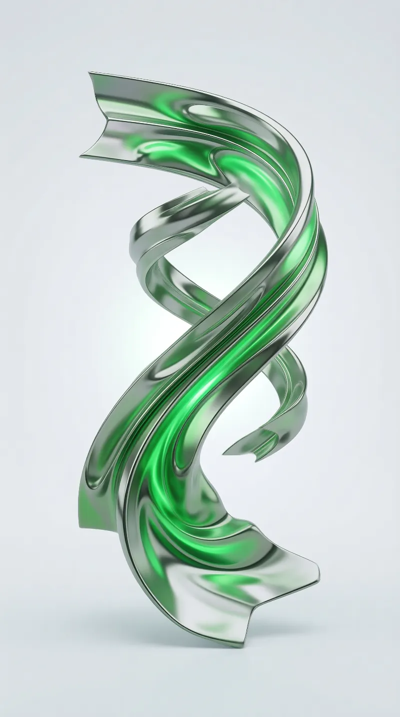 Green Metallic Ribbon Helix