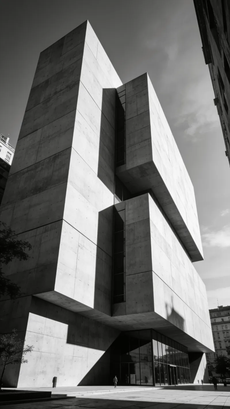 Museum with Brutalist Massing — Urban Plaza