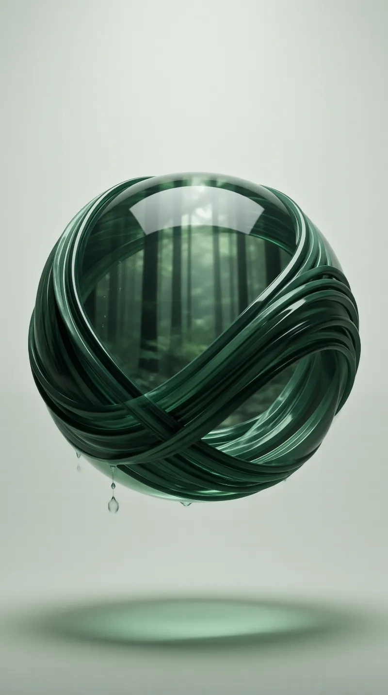 Green Glass Forest Sphere