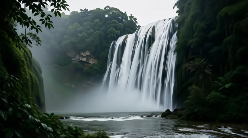 Misty Jungle Waterfall