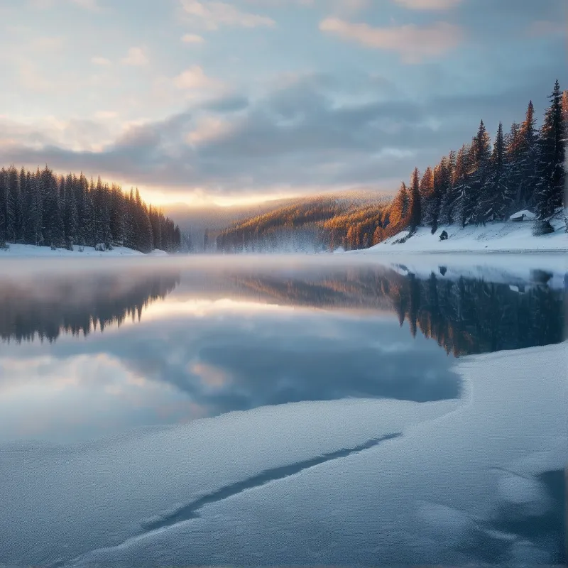 Serene Winter Lake Reflection