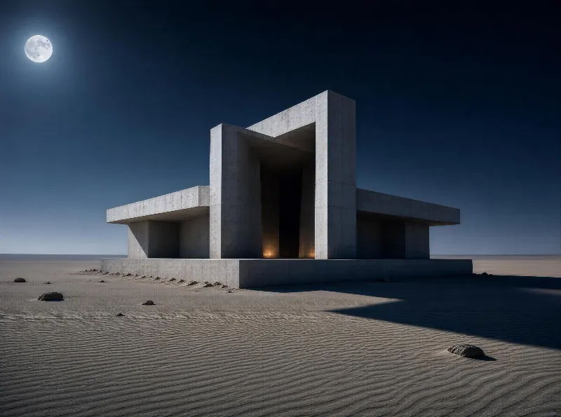 Desert Concrete Structure at Night