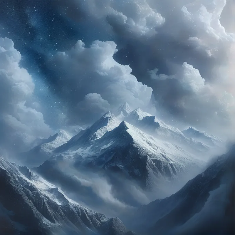 Snow-Capped Peaks Under Stars