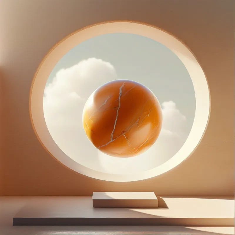 Orange Sphere in Round Window